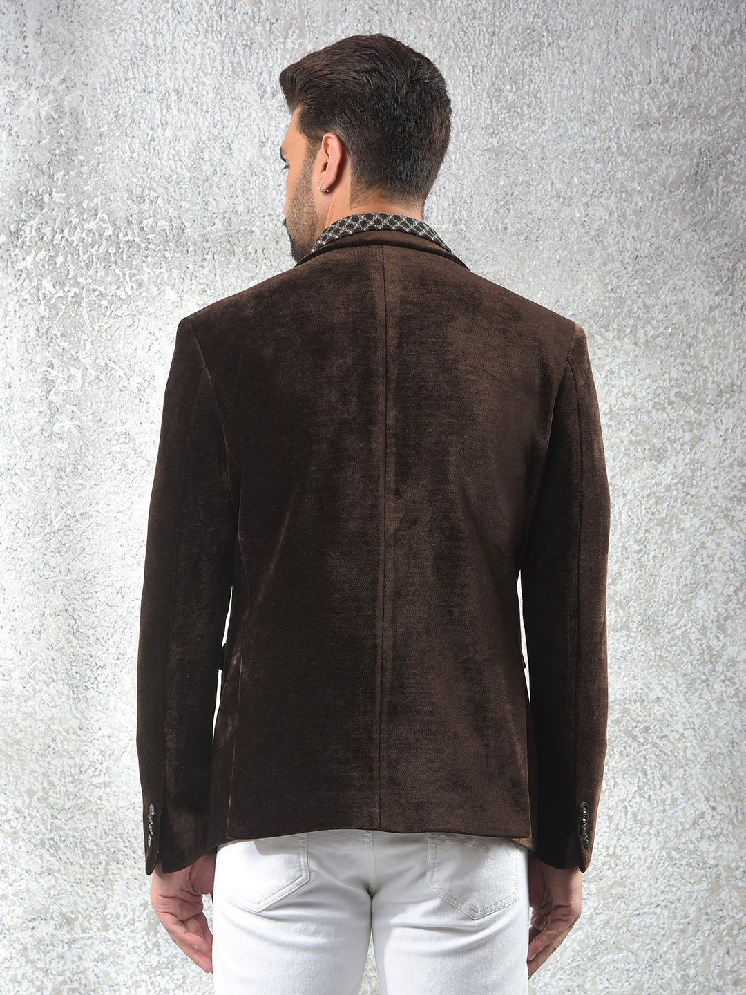Brown Notched Lapel Single-Breasted Blazer