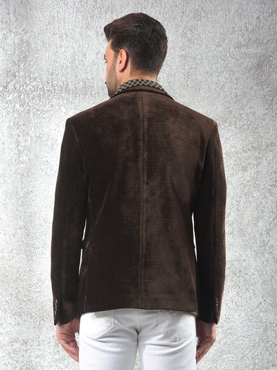 Brown Notched Lapel Single-Breasted Blazer
