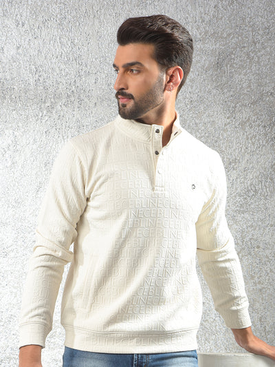 Cream Embossed Polo Sweatshirt