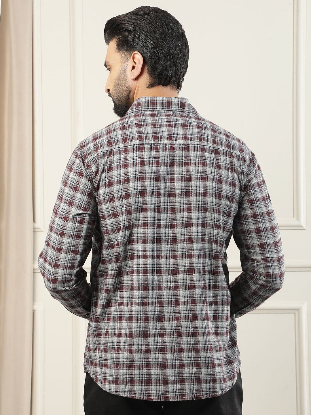 Purple Checked 100% Cotton Shirt