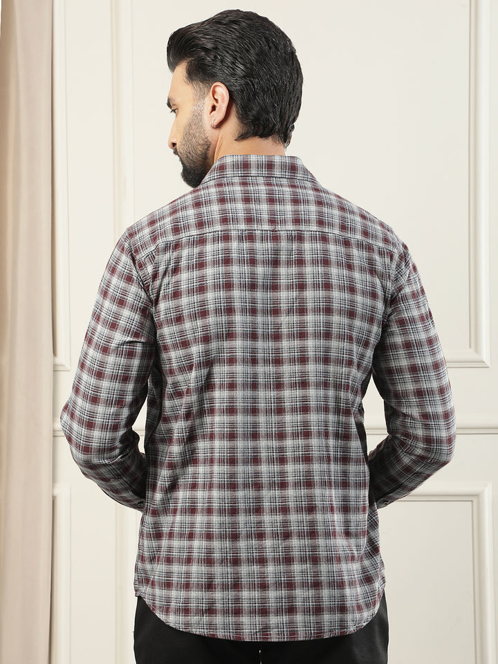 Purple Checked 100% Cotton Shirt
