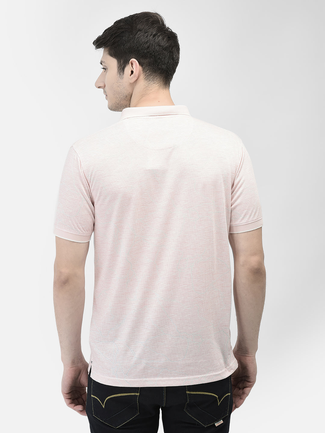 Pink Printed Polo Neck T-Shirt