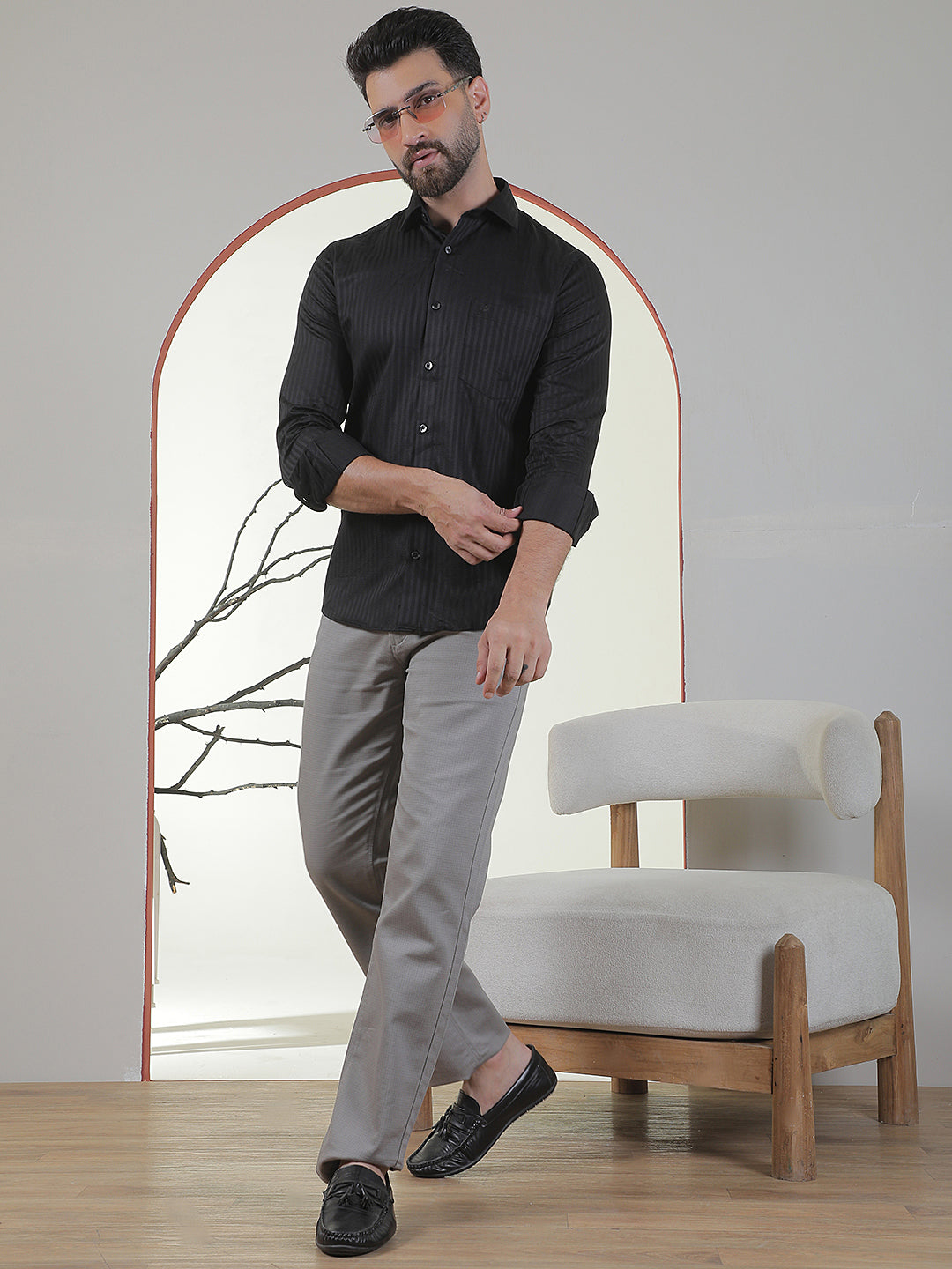 100% Cotton Black Horizontal Stripes Shirt