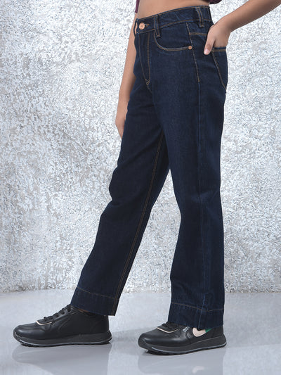 Blue 100% Cotton Wide Leg Jeans