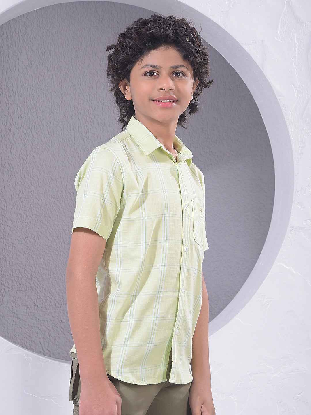 Green Checked 100% Cotton Shirt