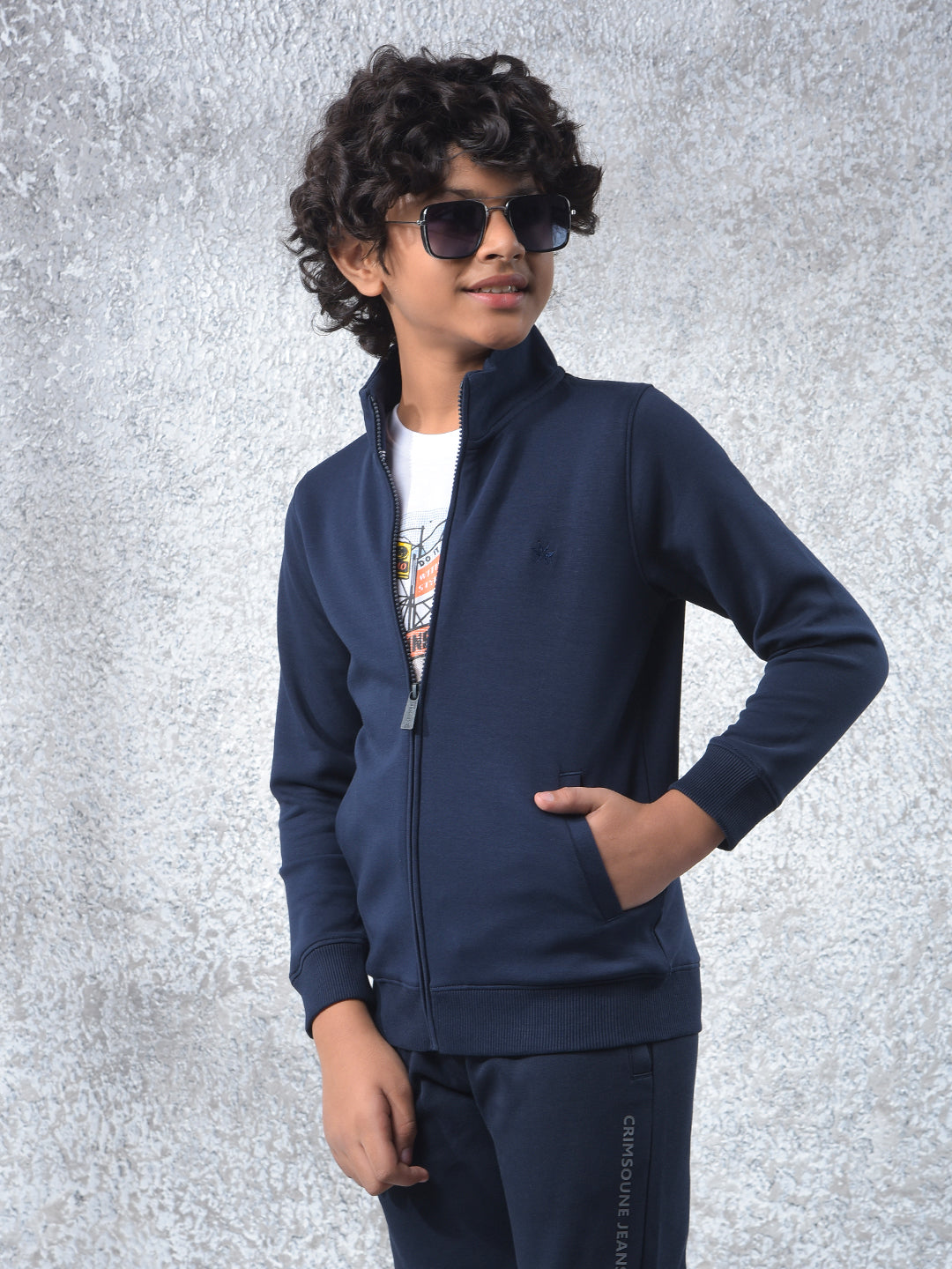 Stretch Fabric Navy Blue Sweatshirt