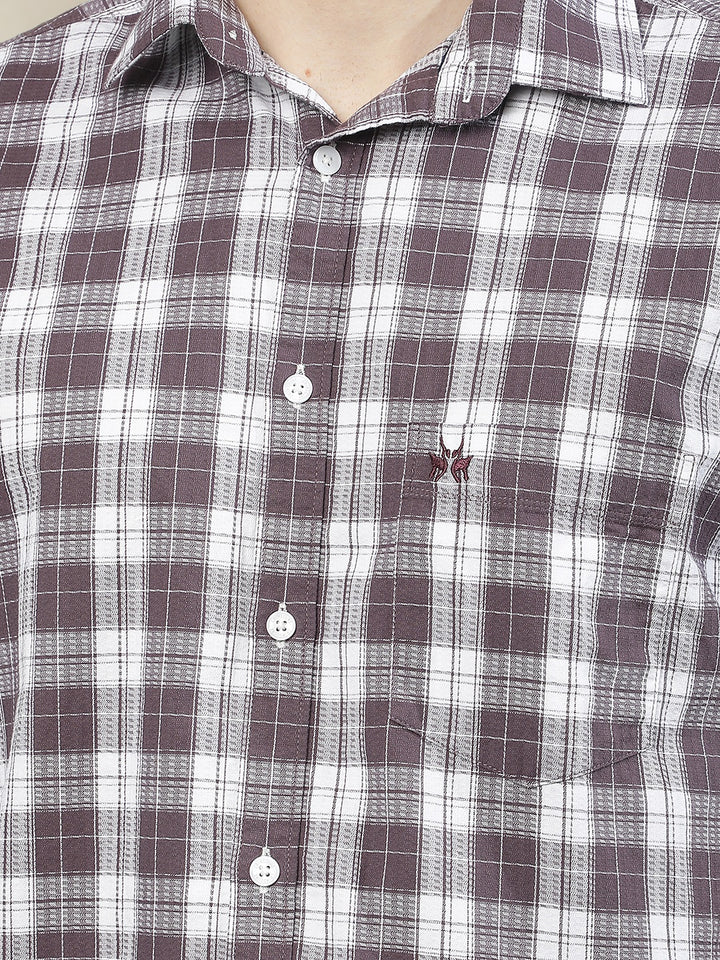 Purple Checked 100% Cotton Shirt
