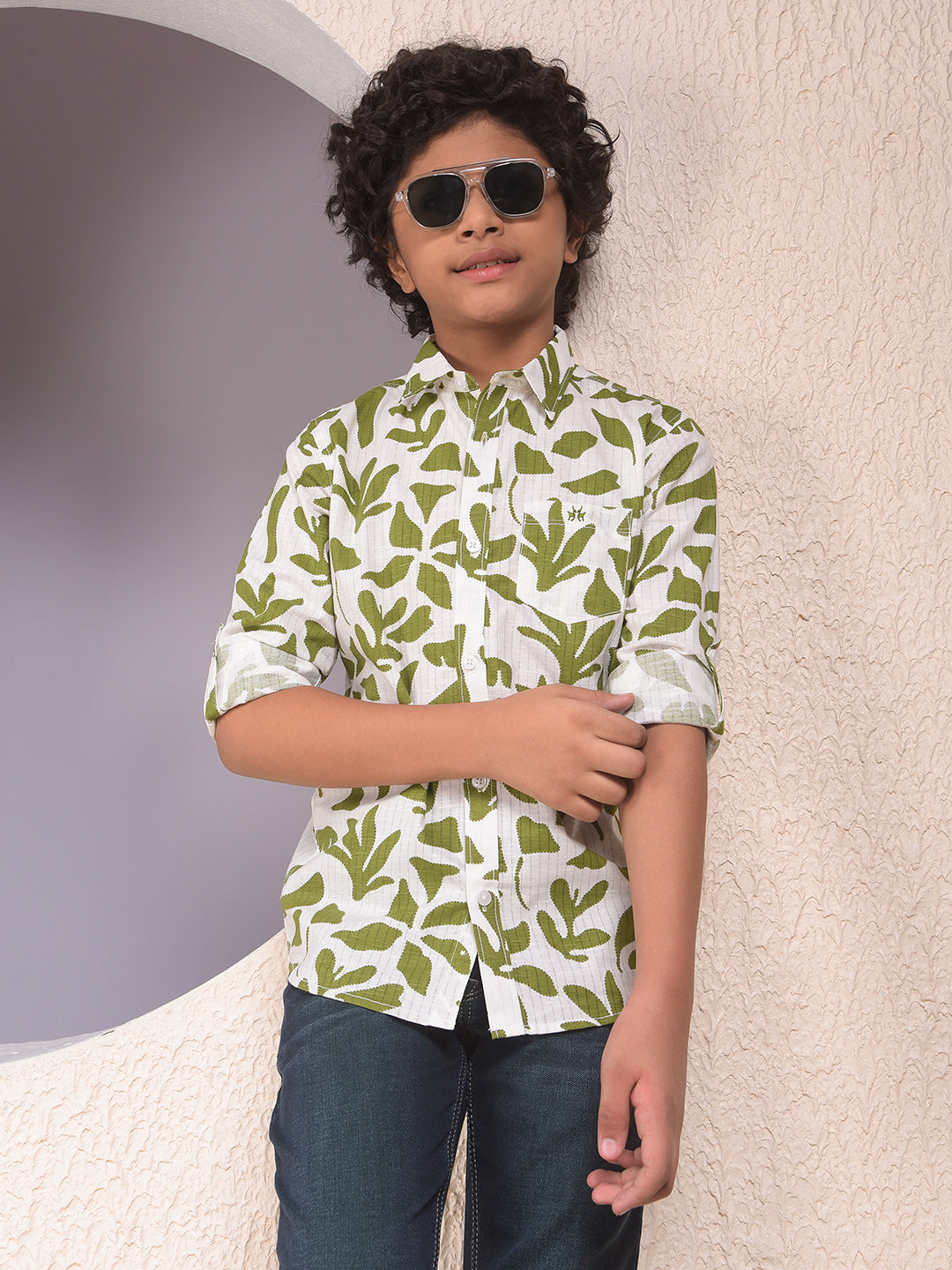 Green Floral Print Shirt