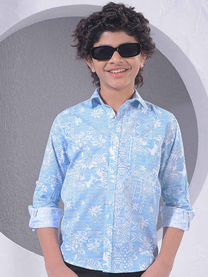 Blue Floral Print Shirt