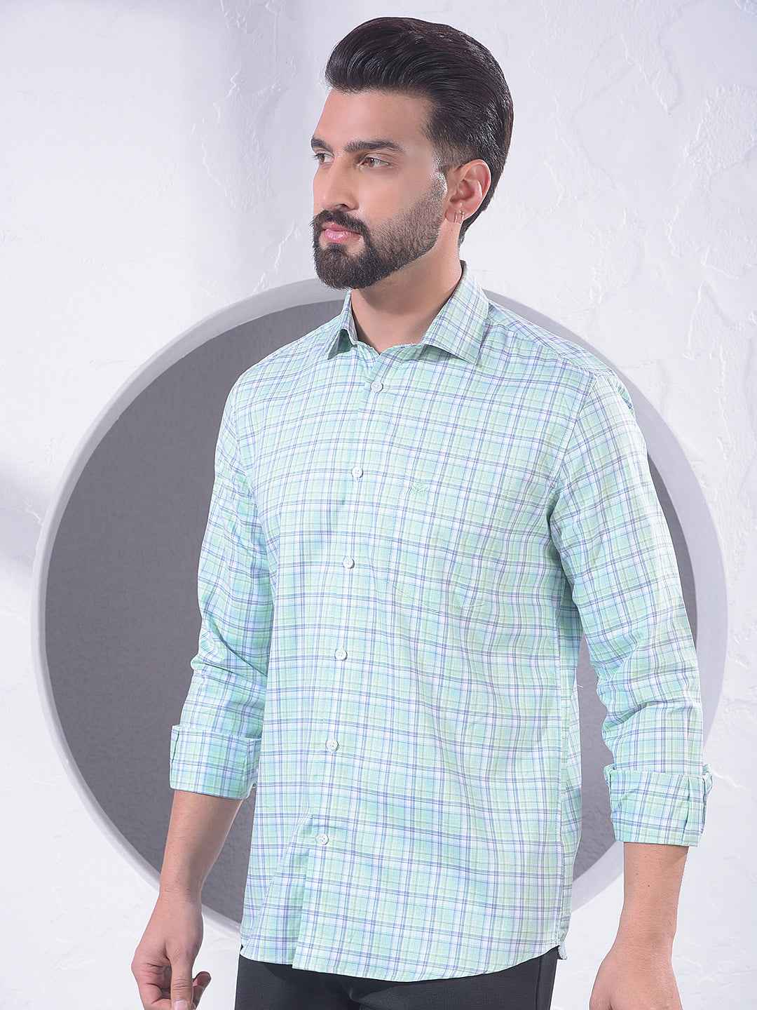 Green Checked 100% Cotton Shirt
