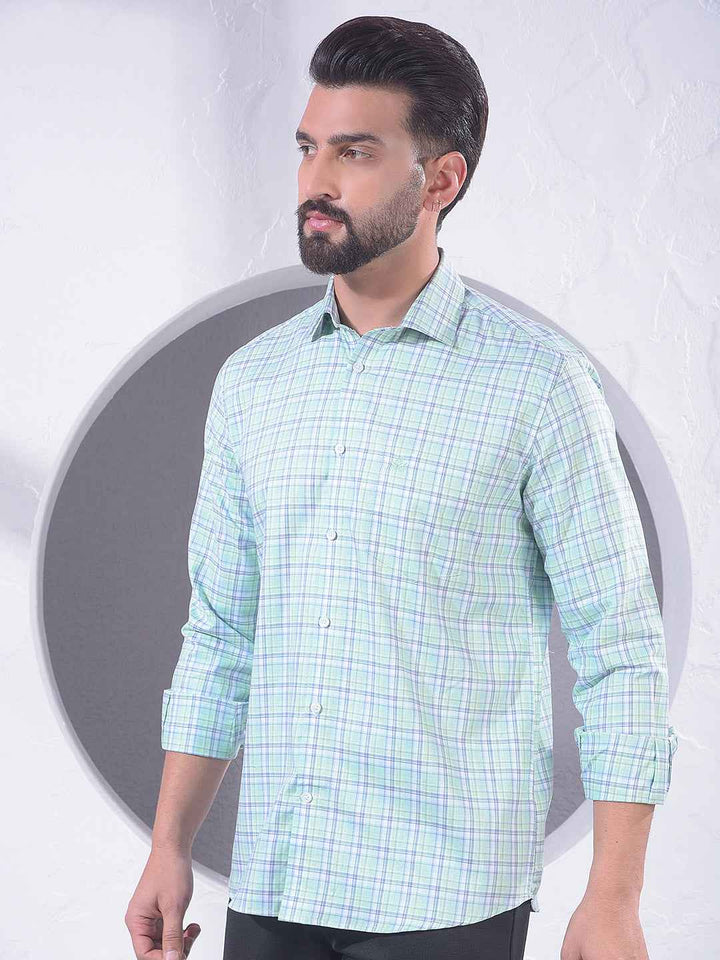 Green Checked 100% Cotton Shirt