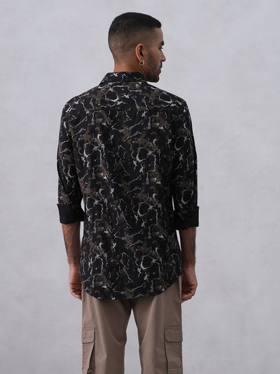 Black Abstract Print Shirt