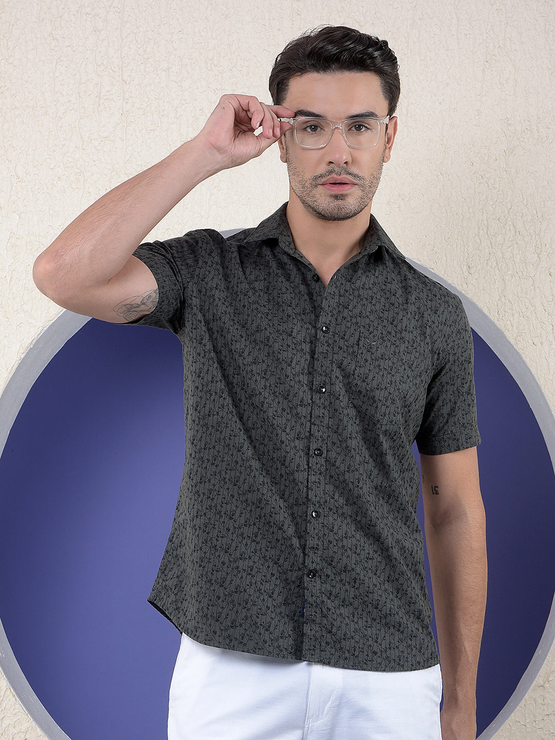 Forest Bloom Printed Green Shirt