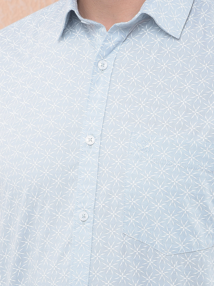 Ice Blue Micro Print Shirt