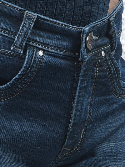 Stylish Tapered Fit Blue Jeans
