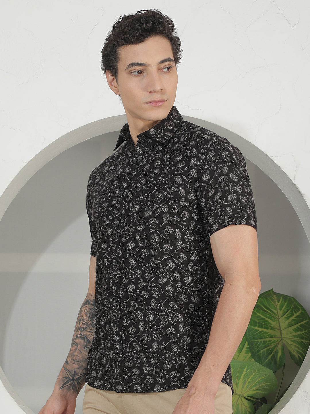Black Floral Print Shirt