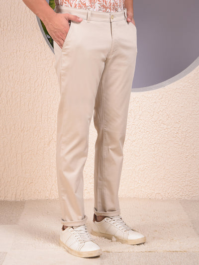 Textura Beige Slim Dobby Trousers