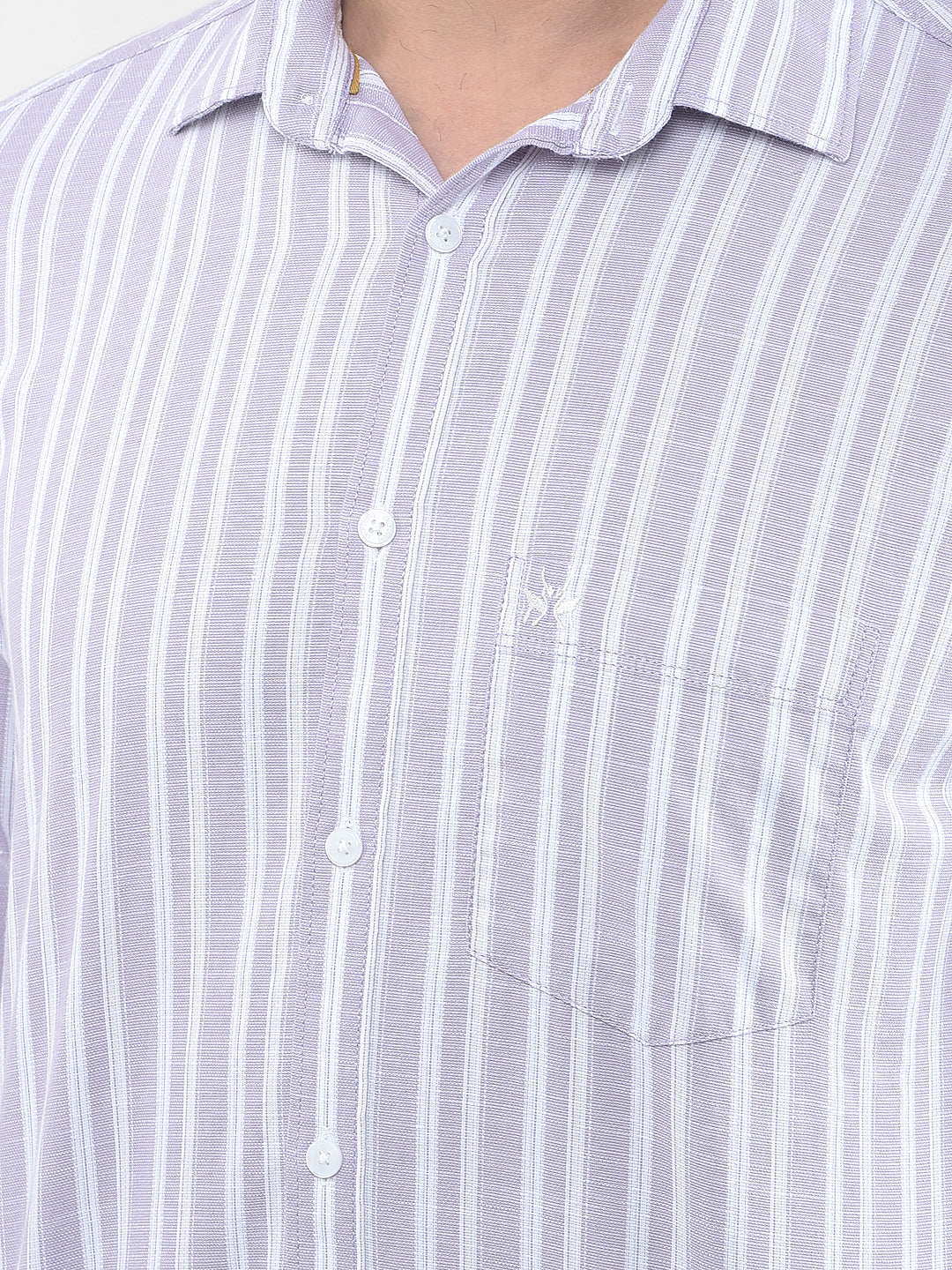 Purple Vertical Striped 100% Cotton Shirt