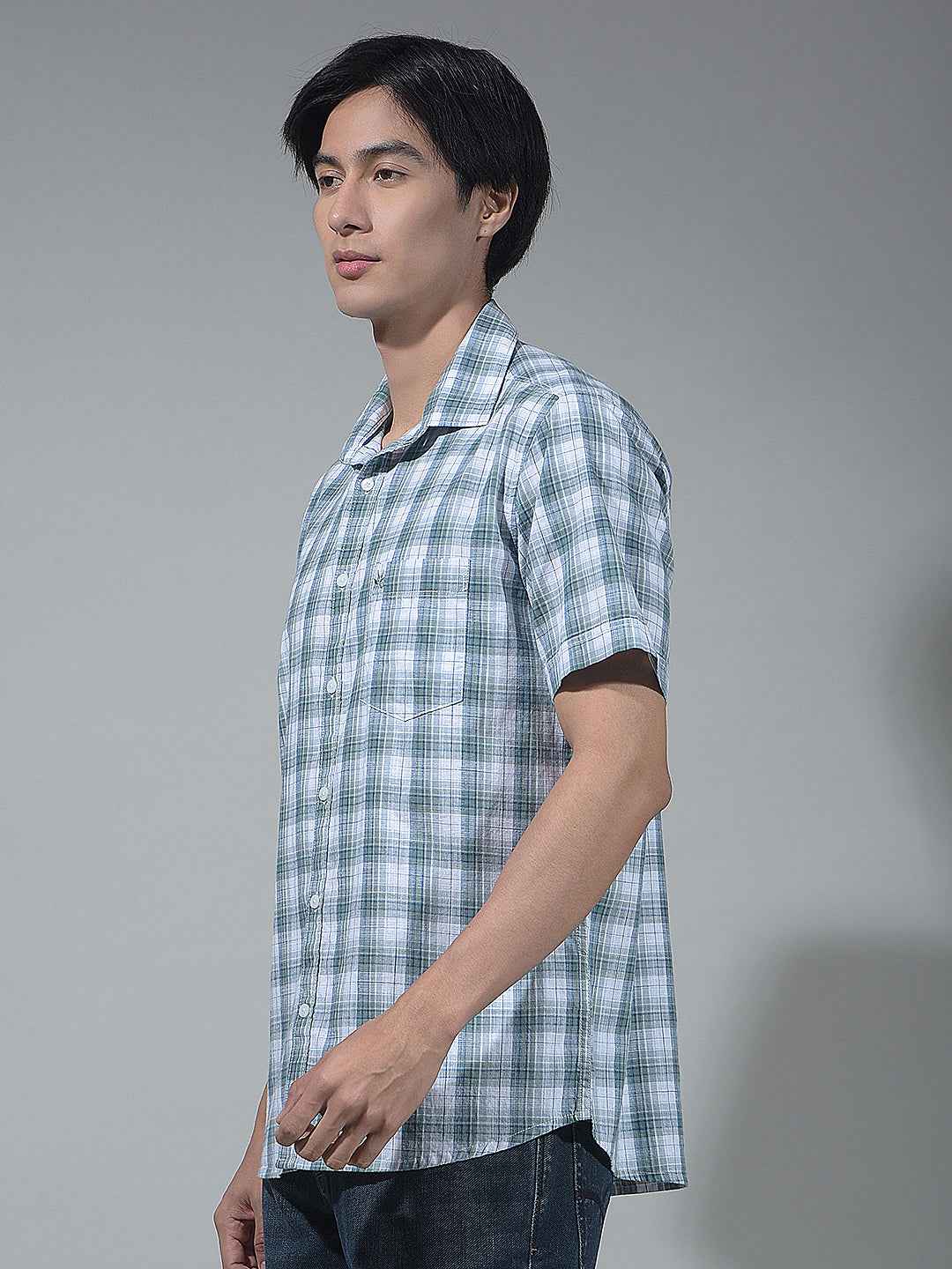Blue Checked 100% Cotton Shirt