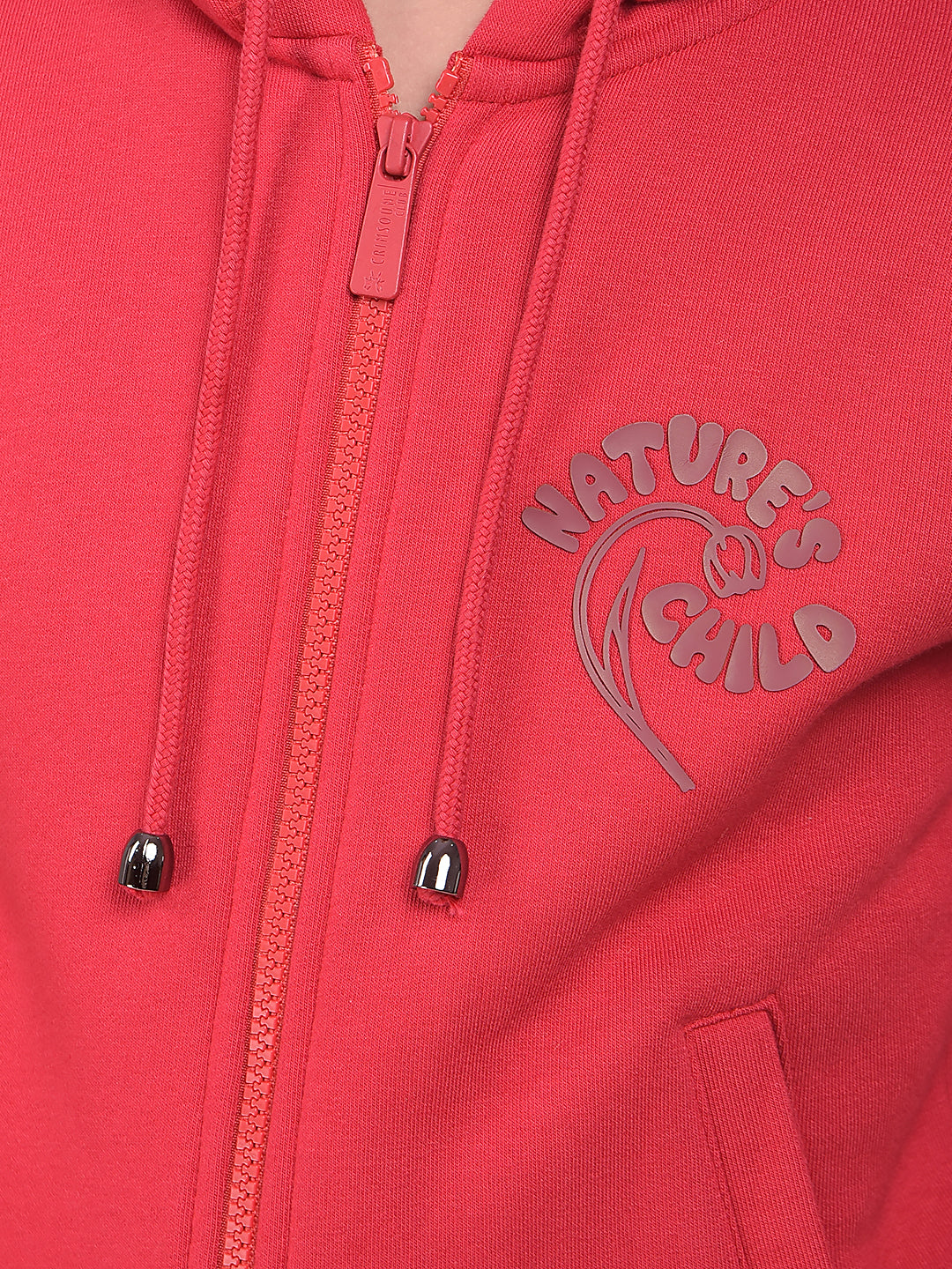 Red Hooded Neck Sweatshirt