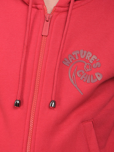 Red Hooded Neck Sweatshirt
