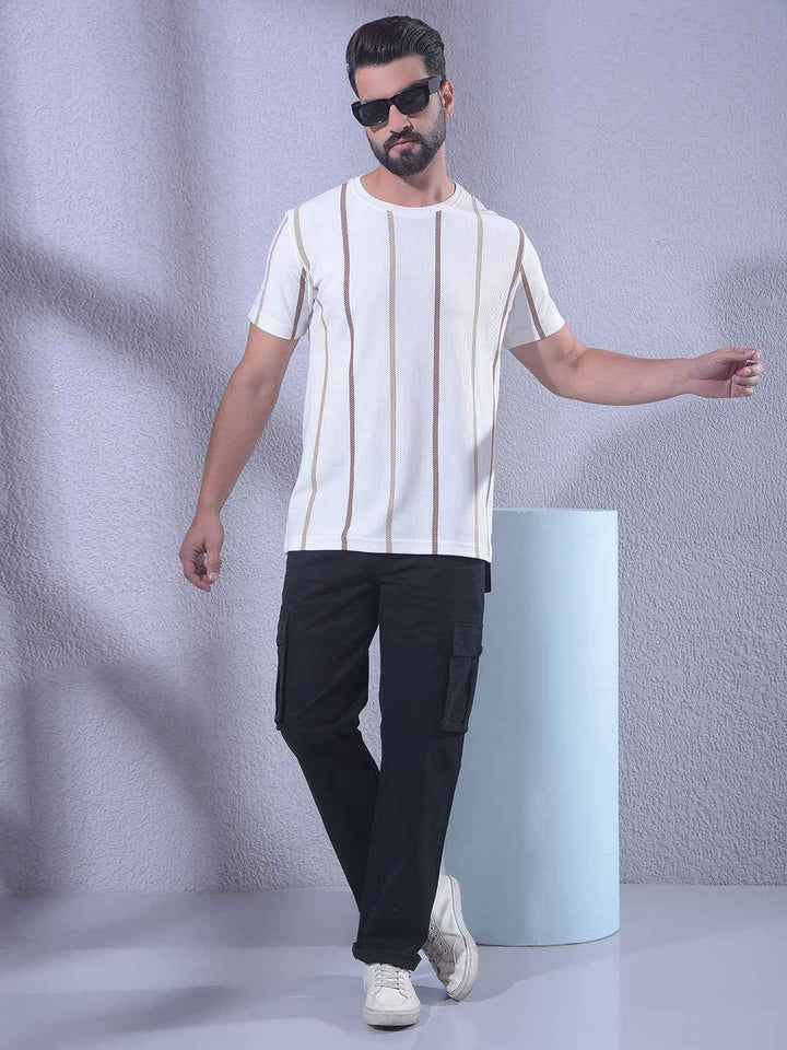 White Vertical Striped T-Shirt