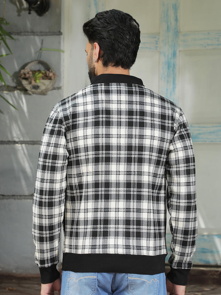 Black Checked High Neck Sweatshirt