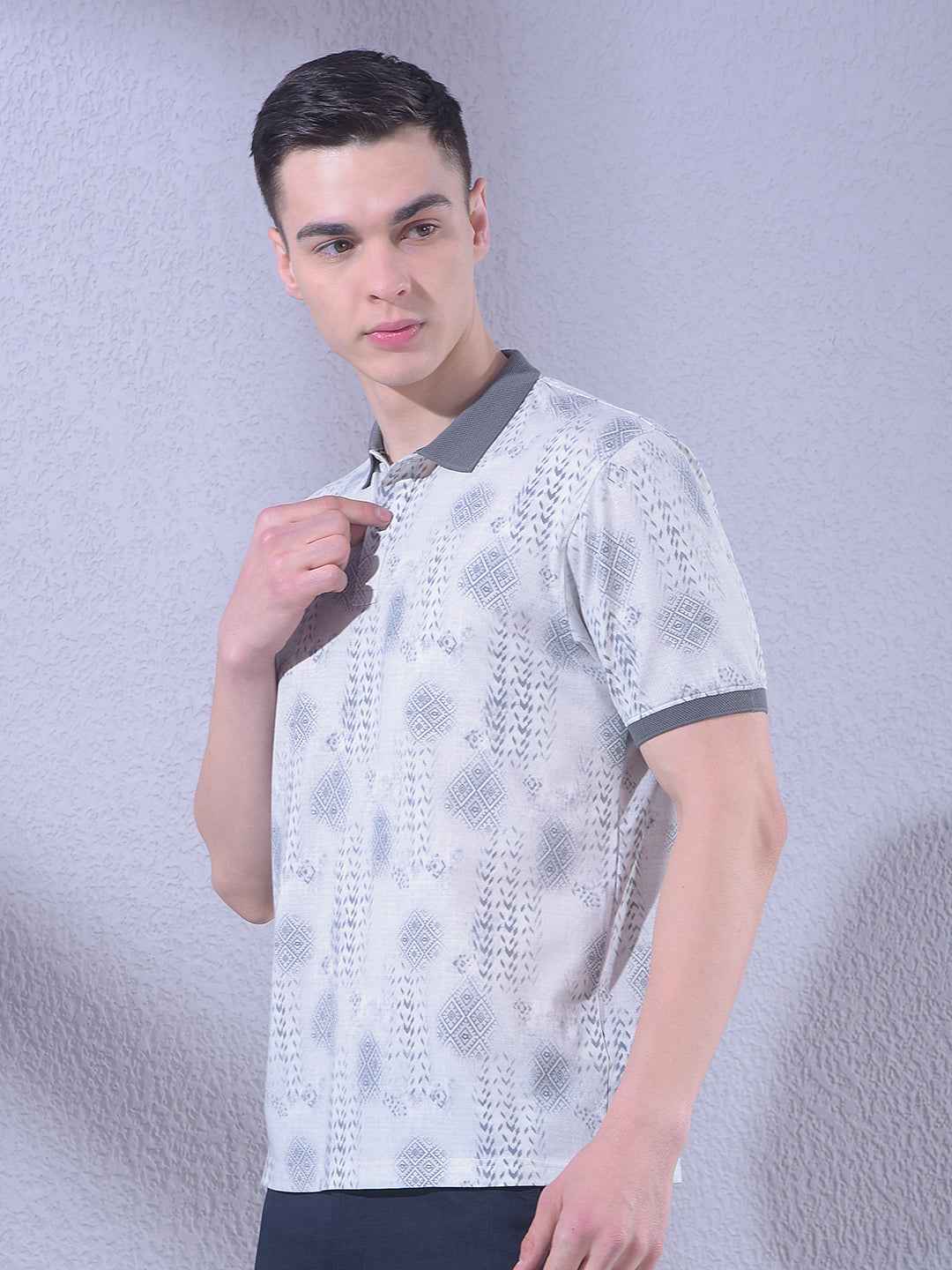 Beige Printed Accent T-Shirt