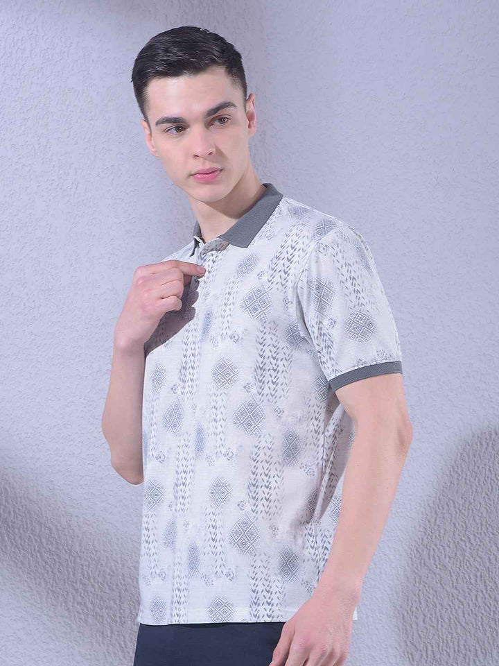 Beige Printed Accent T-Shirt