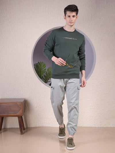 Classic Green Cotton Sweatshirt With Brand Logo