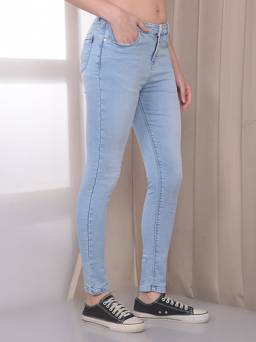 Blue Skinny Jeans-Women Jeans-Crimsoune Club