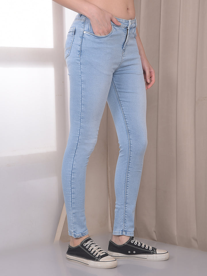 Blue Skinny Jeans-Women Jeans-Crimsoune Club