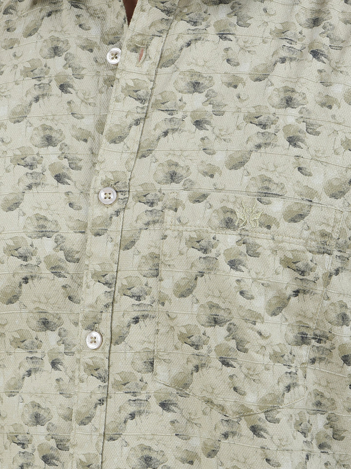 Bold Edge Olive Floral Print Shirt