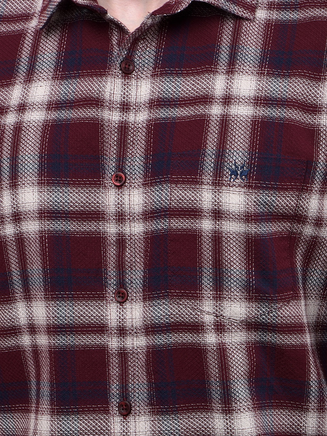 Maroon Checked 100% Cotton Shirt