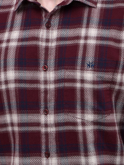 Maroon Checked 100% Cotton Shirt