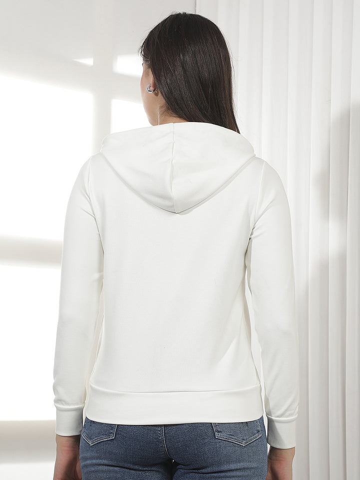 Off White Typographic Print Hooded Sweatshirt