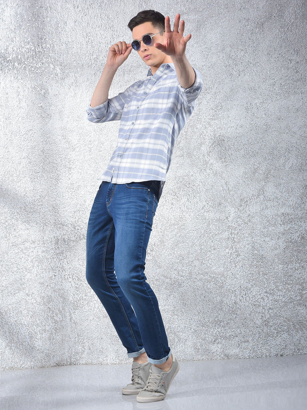 Grey Checked Shirt-Men Shirts-Crimsoune Club