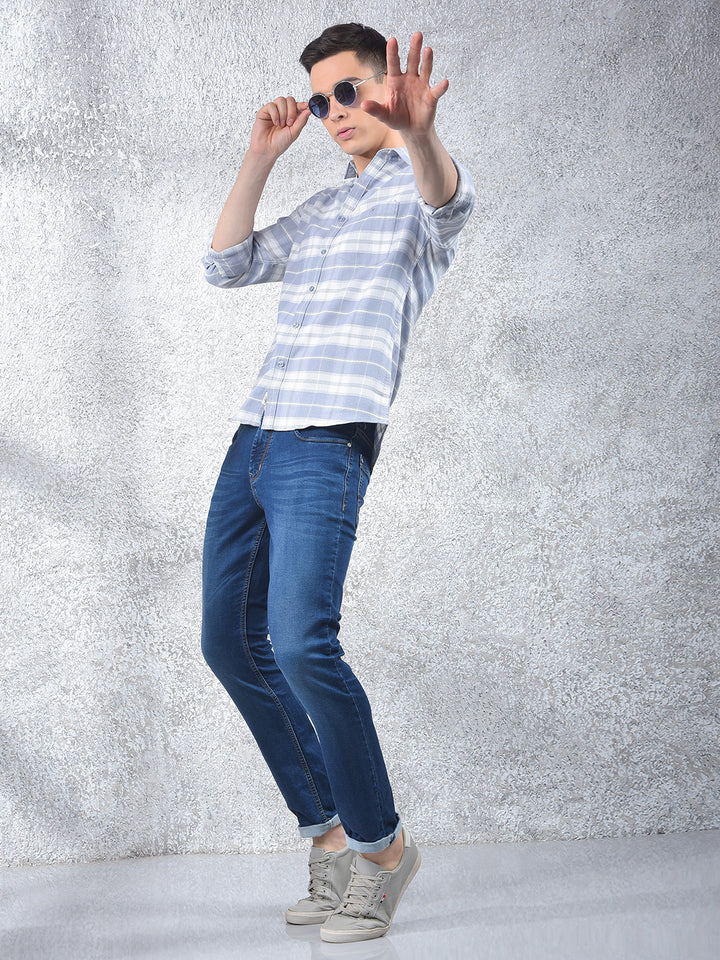 Grey Checked Shirt-Men Shirts-Crimsoune Club