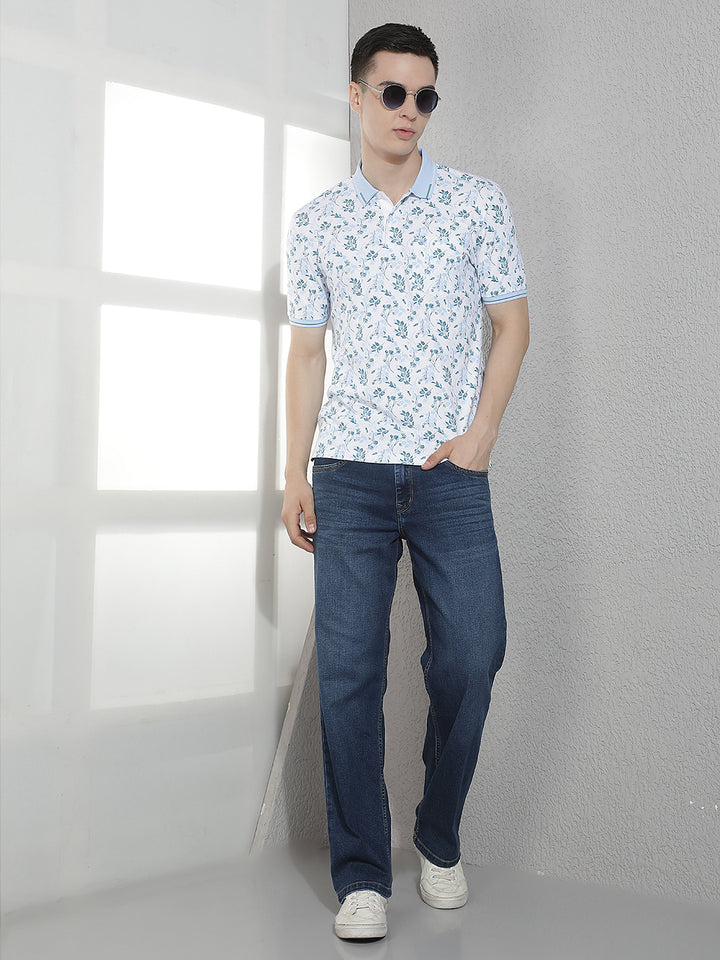 Blue Floral Print T-Shirt
