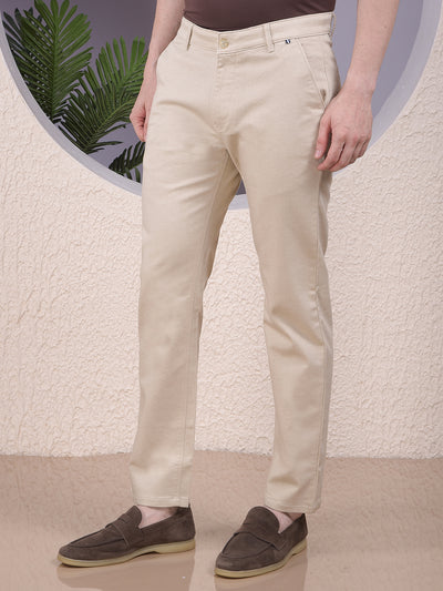 Beige Printed Trousers