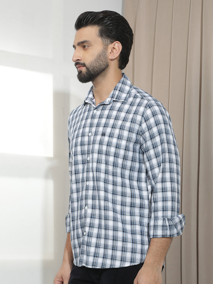 White 100% Cotton Checked Shirt