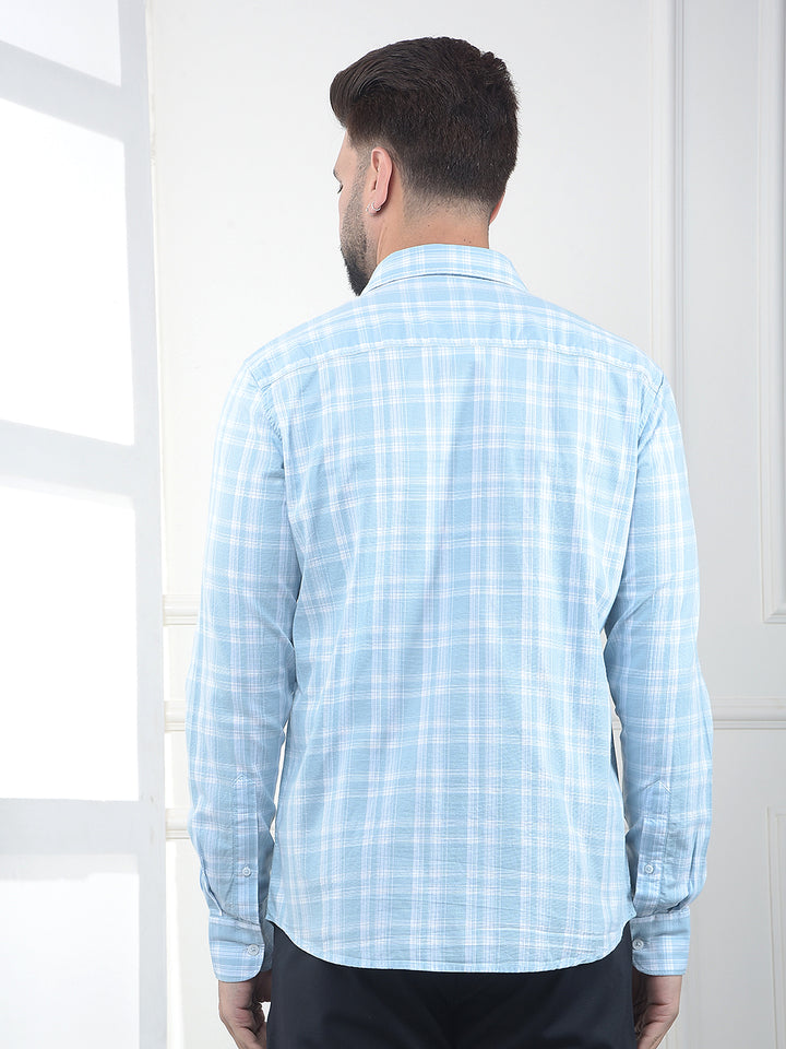 Blue Checked 100% Cotton Shirt