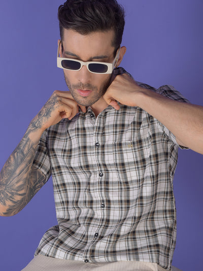 Olive Checked 100% Cotton Shirt