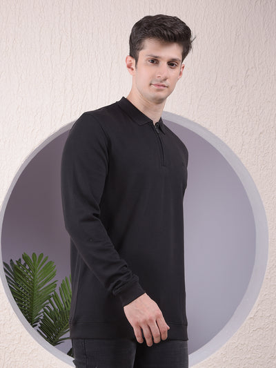 Black Polo-Neck Long-Sleeves T-Shirt