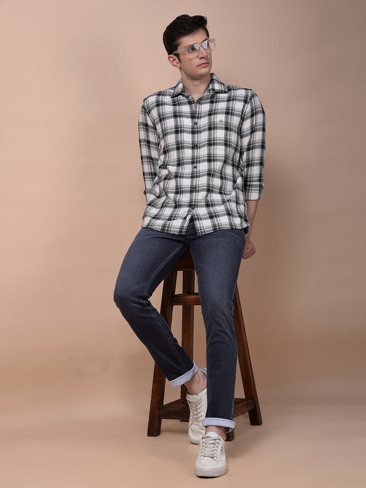 Olive Checked 100% Cotton Shirt