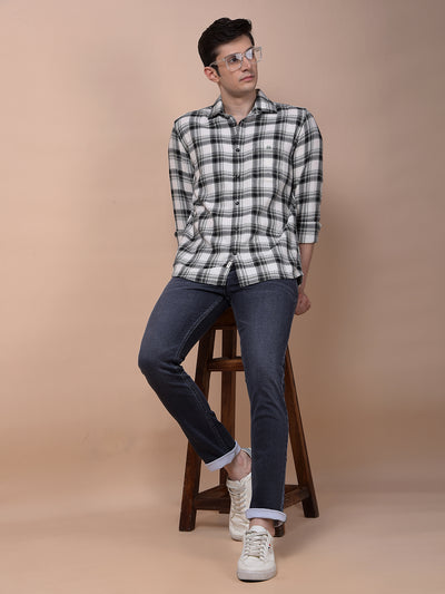 Olive Checked 100% Cotton Shirt