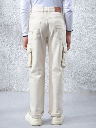 Beige Straight Cargo Jeans
