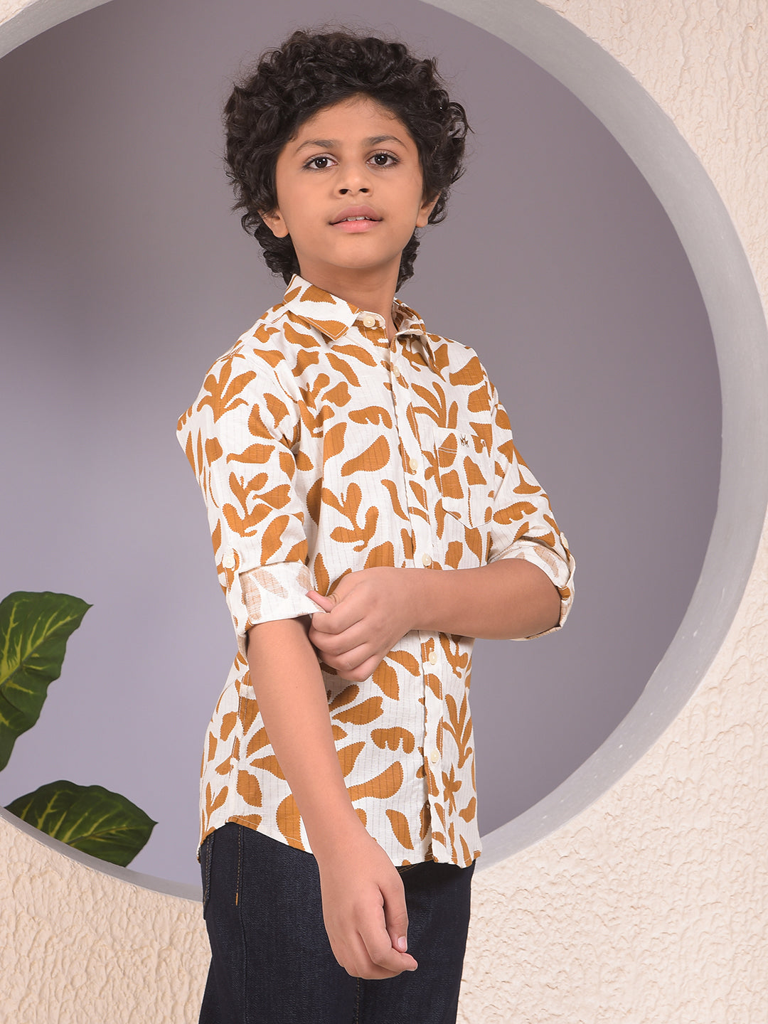 Brown Floral Print Shirt