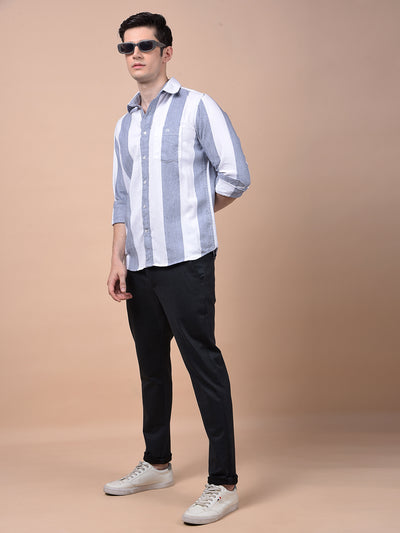 White Vertical Stripes 100% Cotton Shirt