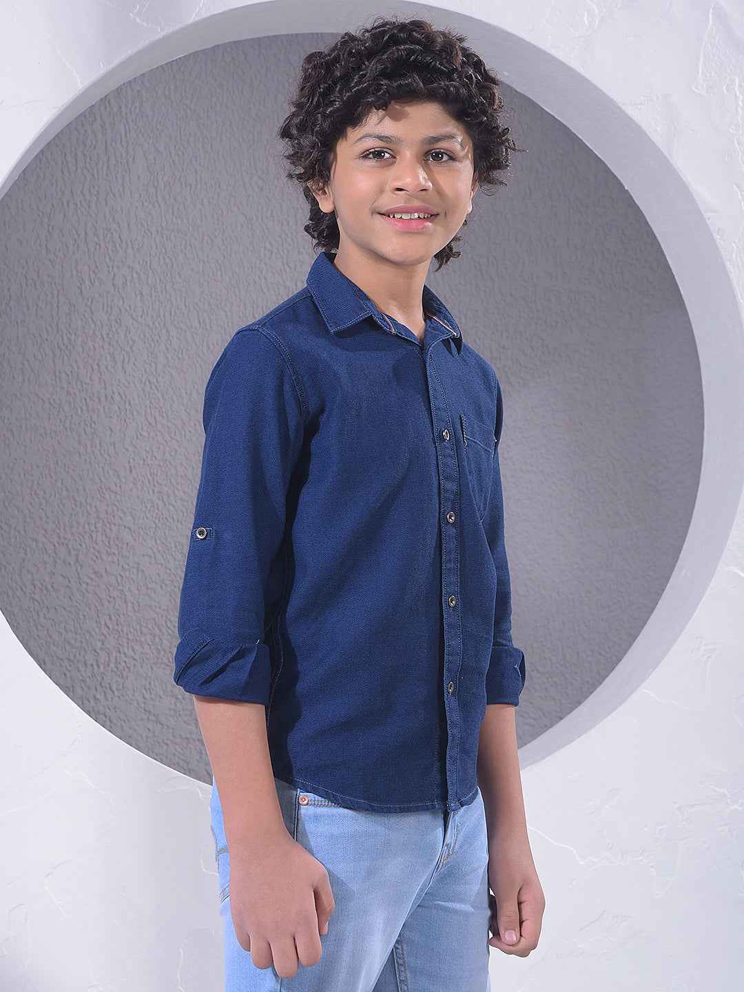 Blue 100% Cotton Denim Shirt